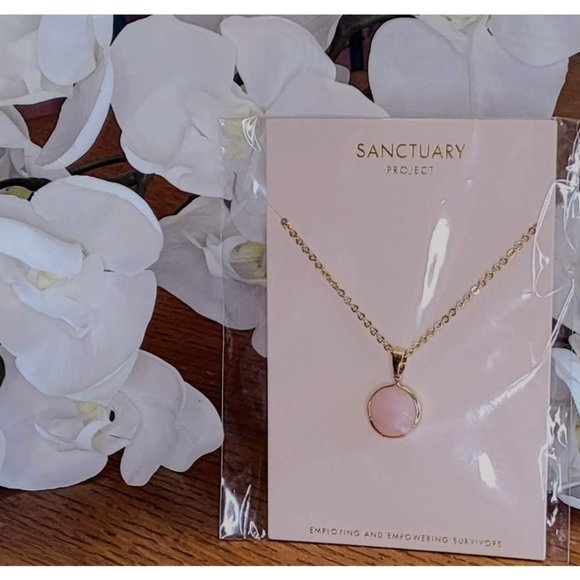 Sanctuary Project Rose Quartz Round Pendant Necklace 18” chain + 2” extender NWT - Picture 1 of 5